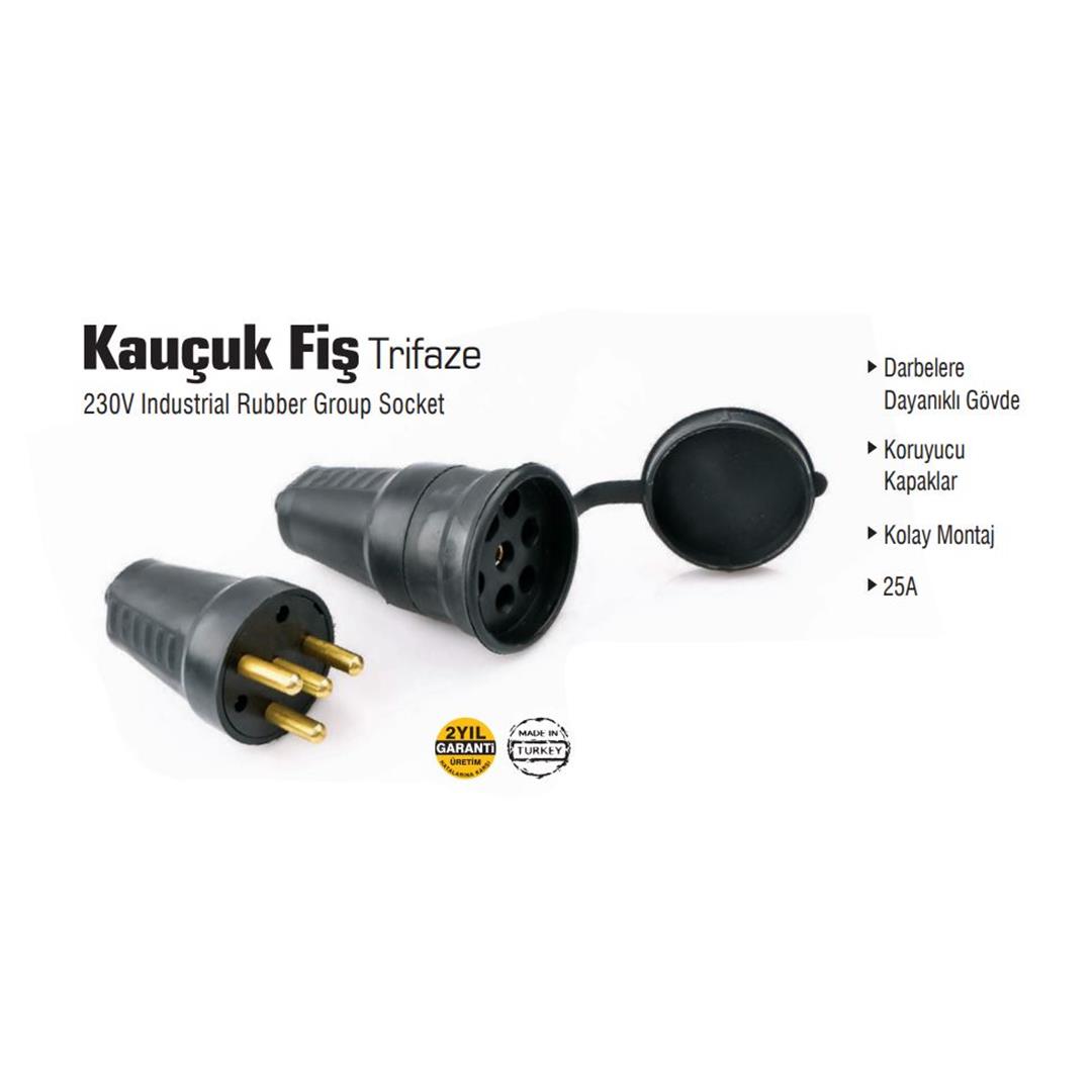 SGS3505 TRİFAZE KAUÇUK ERKEK FİŞ (3X25A)